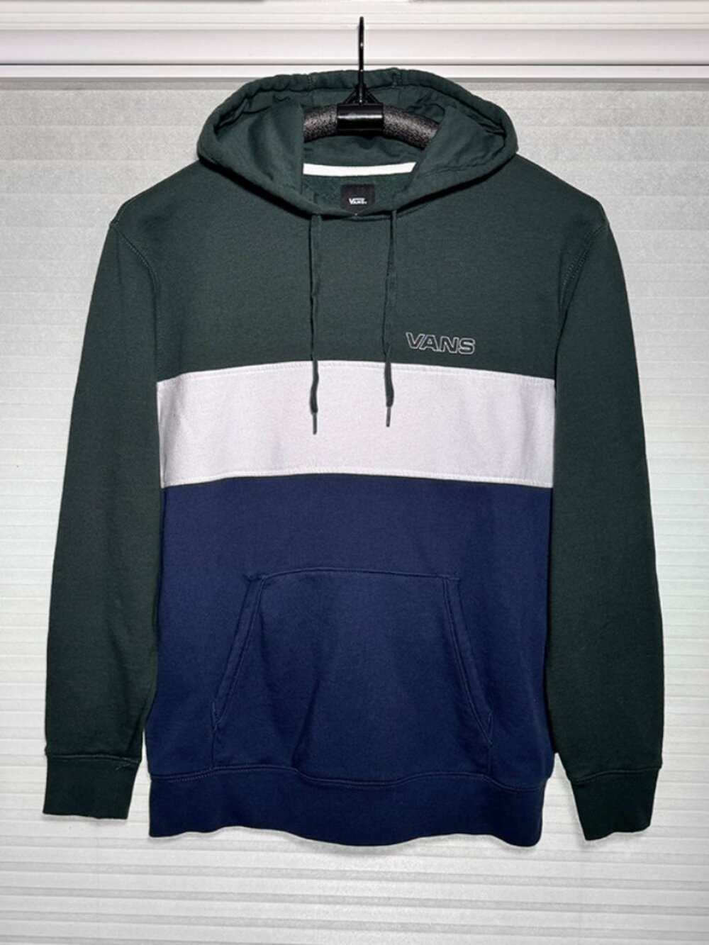 Vans Pullover Hoodie Mens Large Green White Blue Colorblock